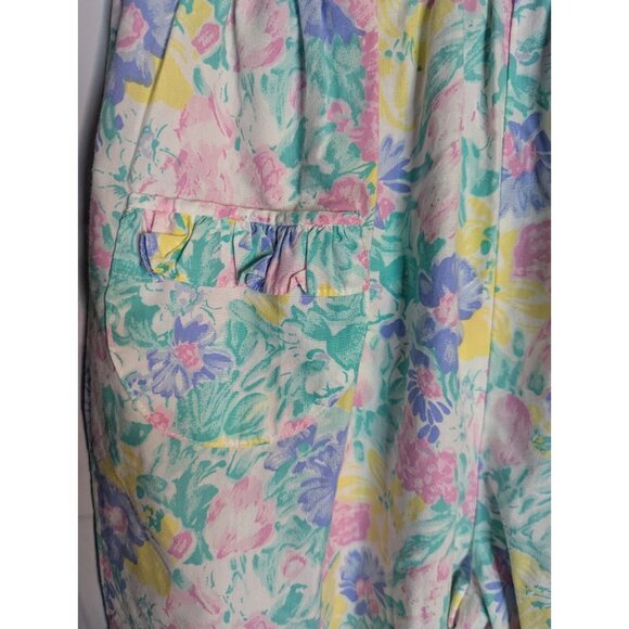 Friedknit Creations Girls Toddler Pastel Floral Romper Sz 3T Ruffles 90s Easter - Picture 4 of 13